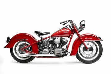 Fototapeta premium Red Harley Davidson motorcycle with chrome accents.
