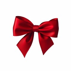 Red Ribbon Bow Isolated on White Background