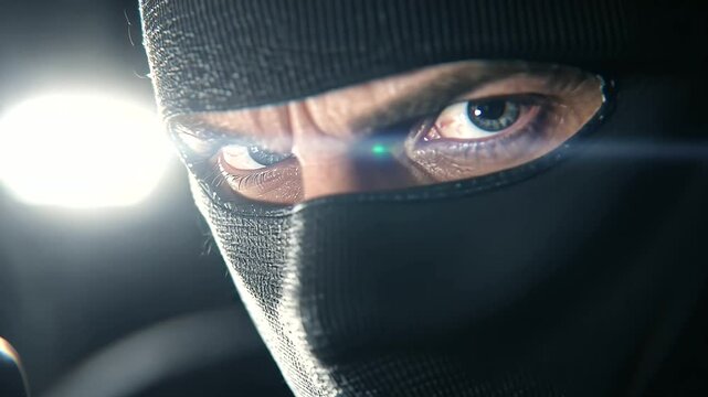 2_Masked Carjacker Using Flashlight and Lock Pick in Dark Setting