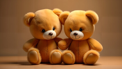 Fototapeta premium two cute fluffy bears 