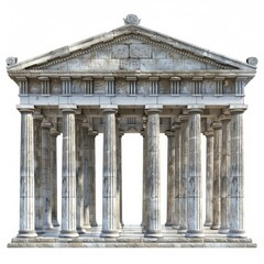 Obraz premium Illustration of a weathered ancient greek temple with columns and a pediment