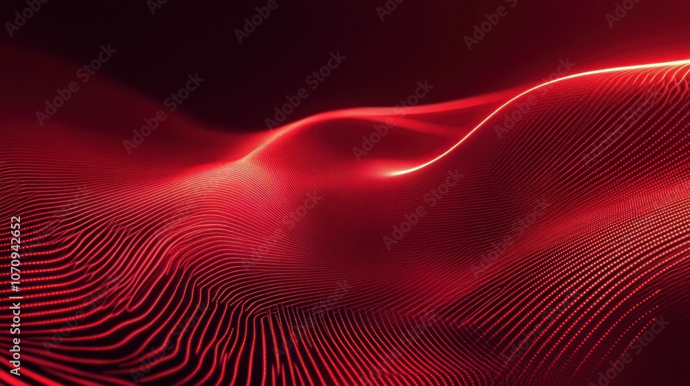 Poster Abstract red waves with flowing lines, creating a dynamic visual effect.