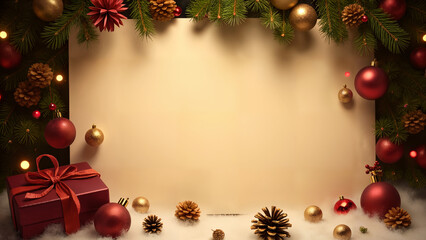 A Timeless Vintage Style Blank Christmas Postcard with Traditional Holiday Elements for a Nostalgic Touch