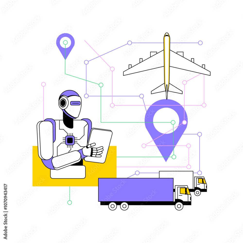 Poster ai-powered route optimization abstract concept vector illustration.