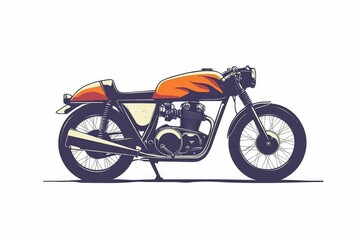 Obraz premium Orange vintage motorcycle with black tires.