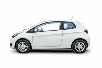 White hatchback car isolated on white background.
