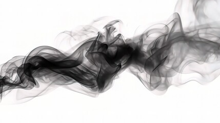 Abstract Black Smoke Wave on White Background