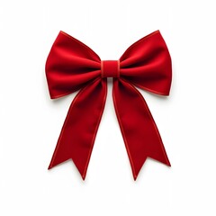 Fototapeta premium Elegant Red Bow for Gift Wrapping and Decorations ISOLTED ON WHITE BACKGROUND 