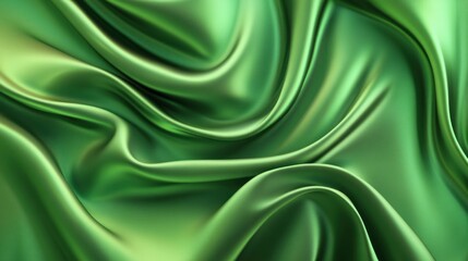 Fototapeta premium A close-up view of smooth, flowing green satin fabric showcasing elegant texture and sheen.