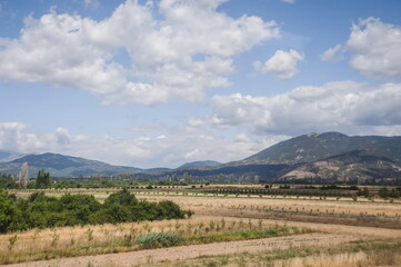 Naklejka premium landscape with field and mountains in Marocco