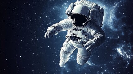 Fototapeta premium Astronaut in Space: A Journey Through the Cosmos
