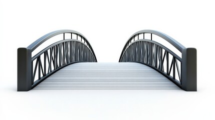 Modern Minimalist Metal Bridge with Symmetrical Design in White Background