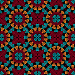 Pattern with crochet granny square with flowers wallpaper handmade decorative art design print	