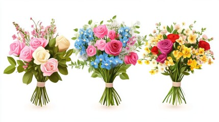 Obraz premium Colorful Flower Bouquets: A Symphony of Roses and Blooms