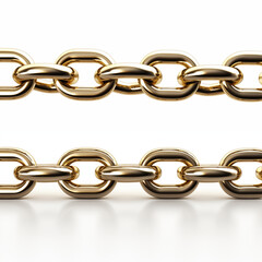 Gold Chain Links Isolated on White Background