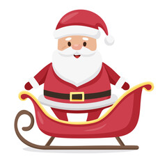 Vector illustration of Santa Claus on a sleigh.