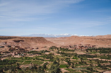 landscape with blue sky and mountains in Marocco