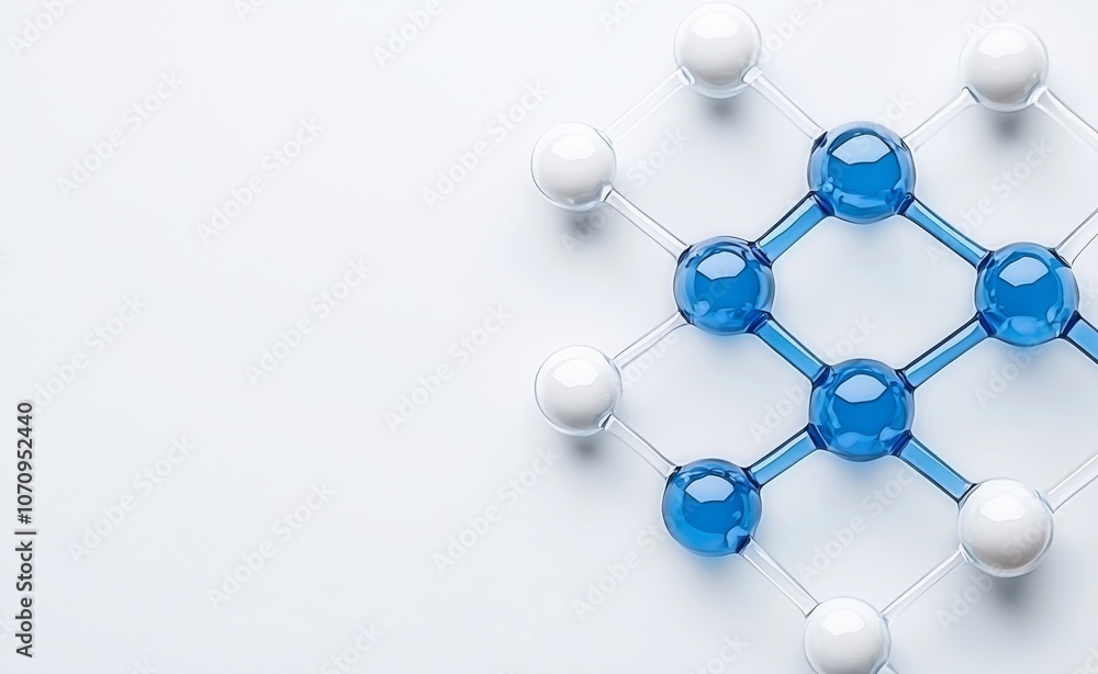 Poster a 3-d rendering of molecular structures, a biotechnology concept, and a background in molecular stru