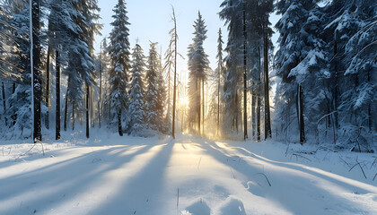 Snow-Covered Forest at Dawn