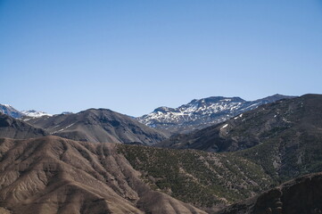 landscape with blue sky and mountains in Marocco