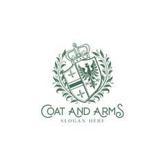 Vintage Emblem of Coat and Arms with Ornamental Shield