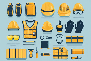 An infographic showcasing essential occupational health and safety practices, including proper ergonomics, personal protective equipment (PPE), and safety training