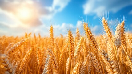Fototapeta premium Expansive Wheat Fields Under Soft Afternoon Light