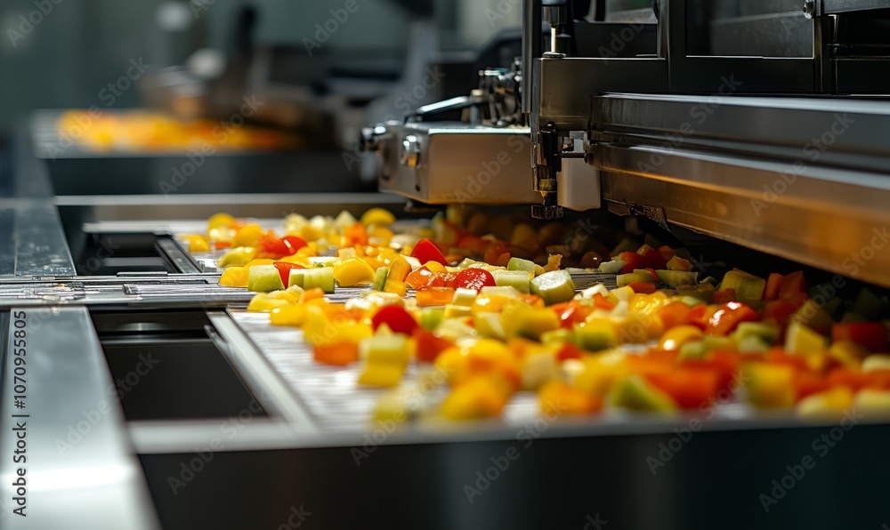 Aufkleber automated food processing machines slicing vegetables in a highspeed production line, food slicing a