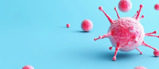 3D rendering of an oncology treatment that kills cancer cells on a pastel background