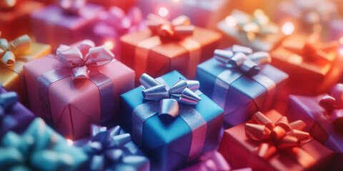 Celebrate the joy of Christmas with beautifully wrapped gifts in vibrant colors