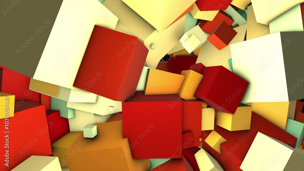 Poster abstract colorful cubes. computer generated 3d render