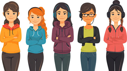 Naklejka premium Modern Girl Avatars for Gaming Profiles and Character Selection Generative AI