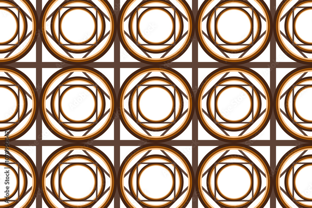 Poster intricate geometric pattern featuring overlapping circles in earthy tones on a grid