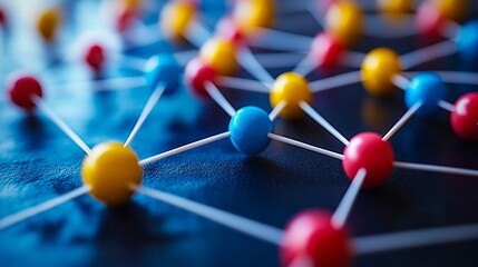 A close up of a group of colorful pins on a table