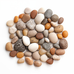 Smooth River Rocks Collection  White Background