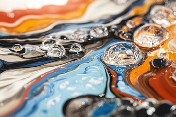 Abstract Colorful Swirls with Water Bubbles