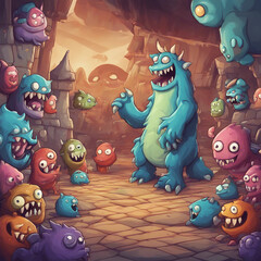 Naklejka premium monster game background illustration