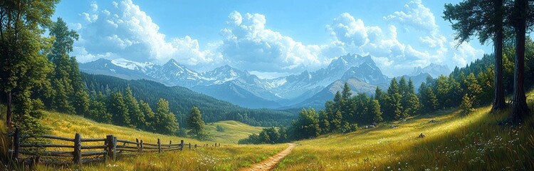 Obraz premium beautiful landscape in the mountaines on a sunny day 