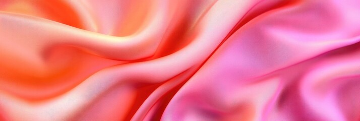 Obraz premium Luxurious Peach and Pink Textile with Delicate Folds and Flowing Waves. Elegant Decorative Fabric Wallpaper.