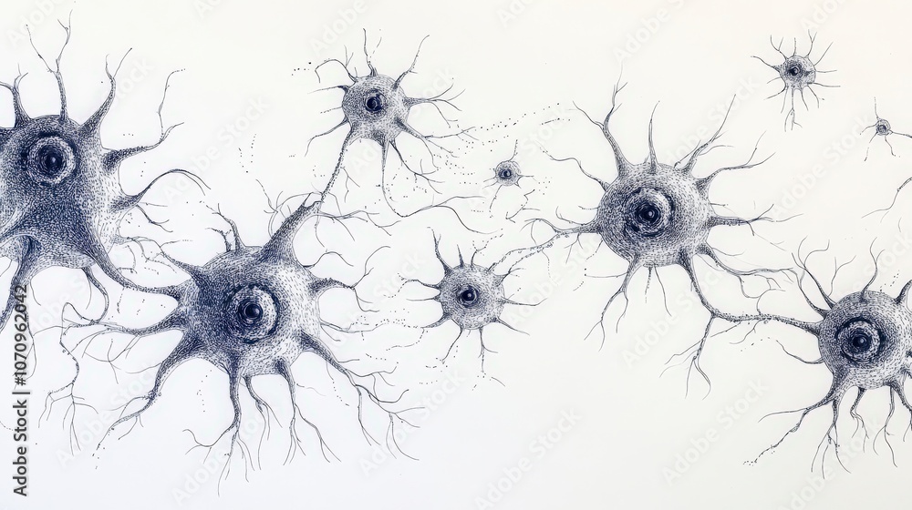 Wall mural intricate neural network art illustrating complex brain neurons and synaptic connections