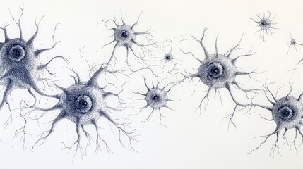 Intricate Neural Network Art Illustrating Complex Brain Neurons and Synaptic Connections