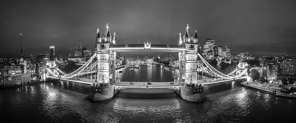 Black and white architecture of London, aerial view