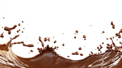 Dynamic Brown Liquid Splash in Motion with Isolated Pure White Background