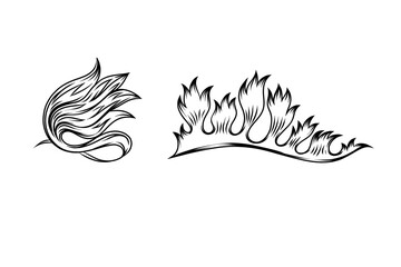 Outline Flame Set Hand Drawn Vector Image