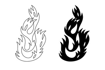 Outline Flame Set Hand Drawn Vector Image