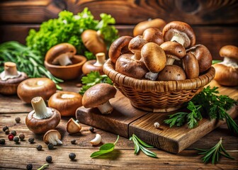 Fresh Brown Mushrooms: A Candid Photography Capture of Homegrown Edible Delights for Cooking and Culinary Inspiration