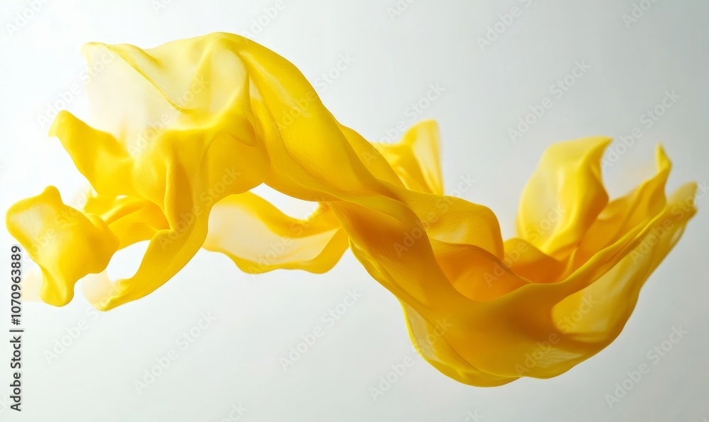 Poster fluid yellow shapes create dynamic and abstract composition in motion