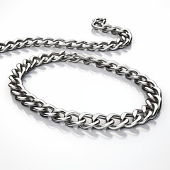 Obraz premium Shiny Silver Chain Link on White Background