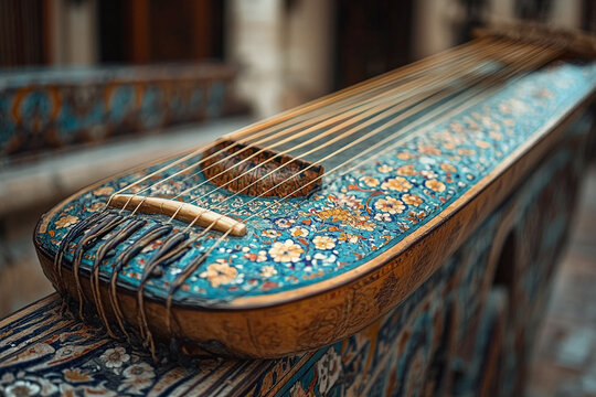 a Persian lyre or ancient musical instrument.