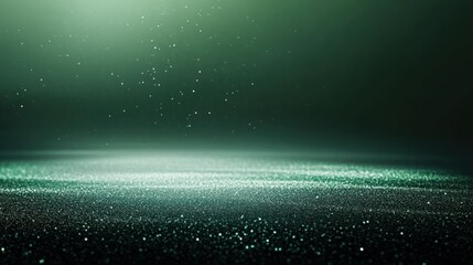 Obraz premium A serene, misty landscape with sparkling particles and a soft green hue.